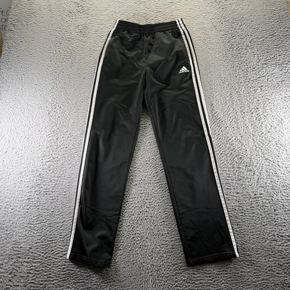 Adidas Pant Boys L Black Polyester Track Straight leg Striped Performance Sports
